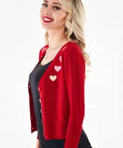 Voodoo Vixen Sweetheart 50's Cardigan Red New In