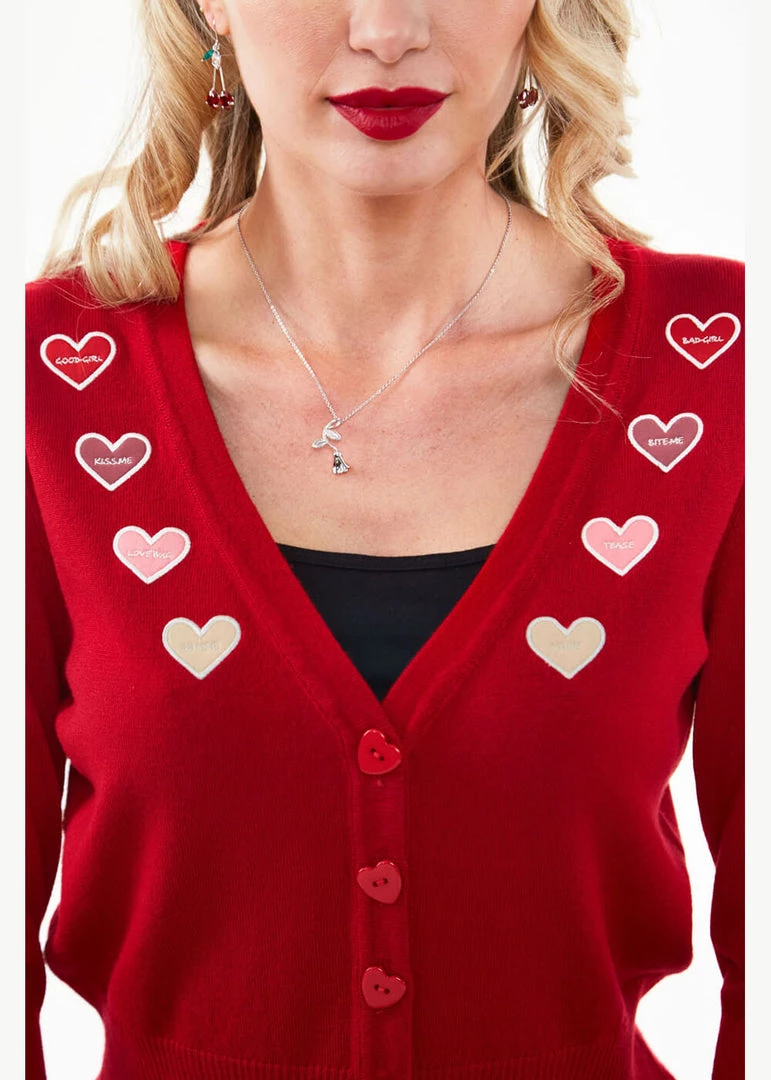 Voodoo Vixen Sweetheart 50's Cardigan Red New In