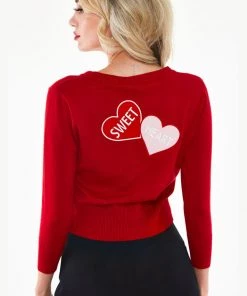 Voodoo Vixen Sweetheart 50's Cardigan Red New In
