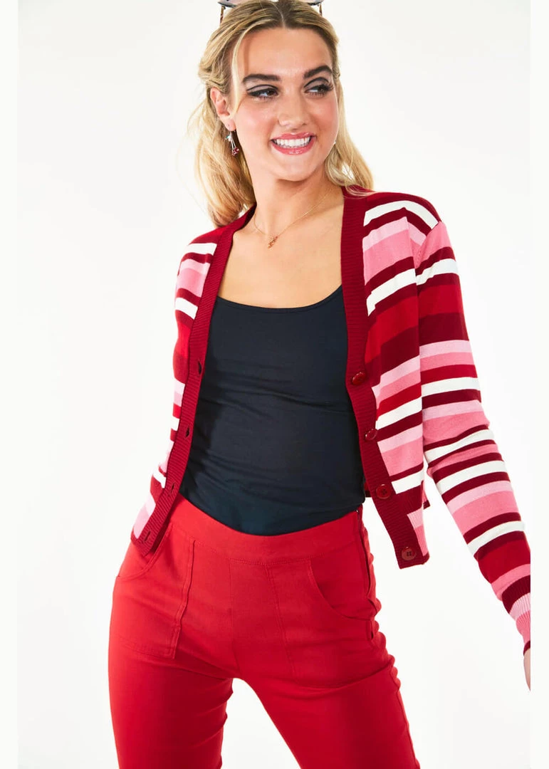 New In Voodoo Vixen Day Stripe 50's Cardigan Multicolour