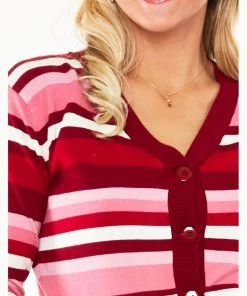 New In Voodoo Vixen Day Stripe 50's Cardigan Multicolour