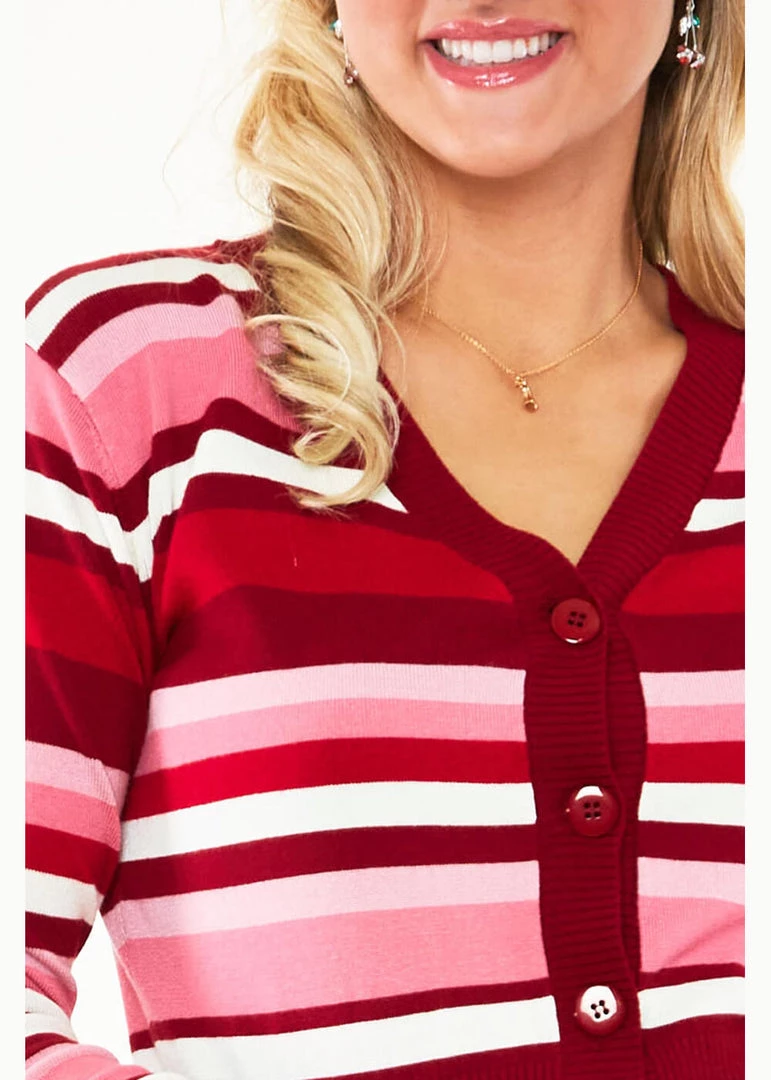 New In Voodoo Vixen Day Stripe 50's Cardigan Multicolour