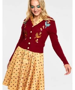 Voodoo Vixen Ginny Woodland 40's Cardigan Red
