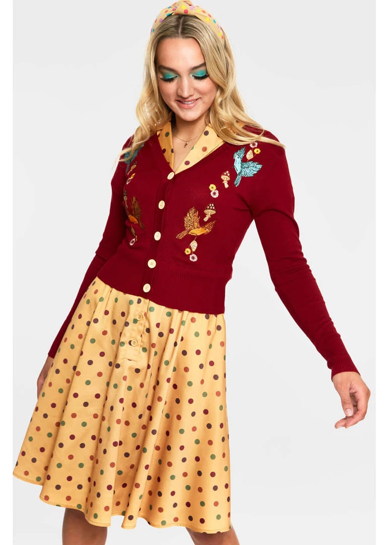 Voodoo Vixen Ginny Woodland 40's Cardigan Red