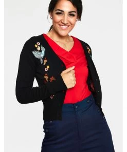 New In Voodoo Vixen Ginny Woodland 40's Cardigan Black