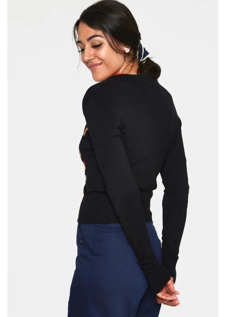 New In Voodoo Vixen Ginny Woodland 40's Cardigan Black