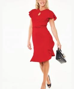 Voodoo Vixen Nessy 40's Dress Red New In