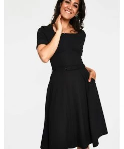 New In Voodoo Vixen Lucia 50's Midi Swing Dress Black