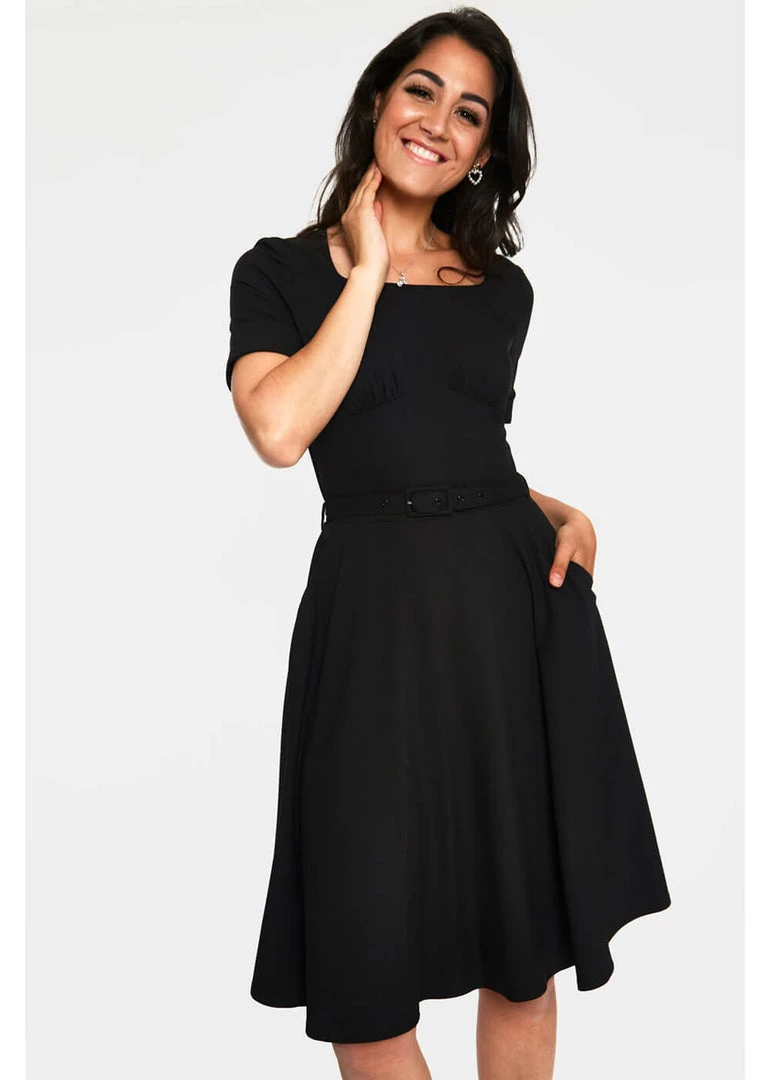 New In Voodoo Vixen Lucia 50's Midi Swing Dress Black