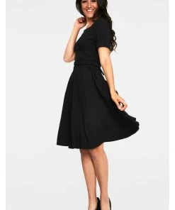New In Voodoo Vixen Lucia 50's Midi Swing Dress Black