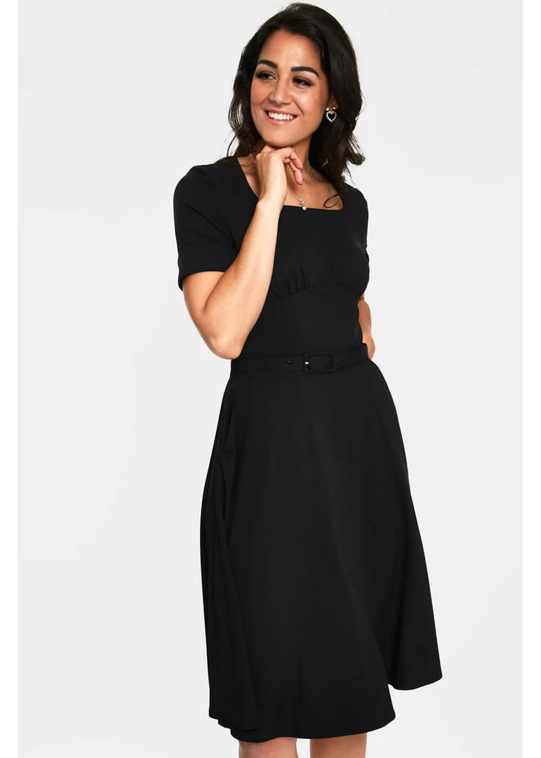 New In Voodoo Vixen Lucia 50's Midi Swing Dress Black