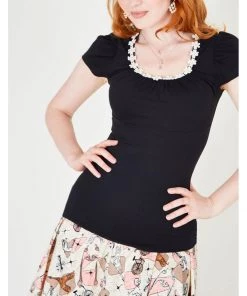 Voodoo Vixen Debbie Daisy 60's Top Black New In