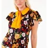 Voodoo Vixen Aurelia Floral 70's Blouse In Multi